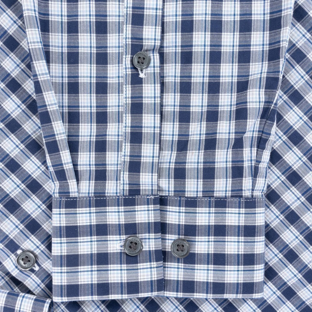 NWOT Michael Kors Slim Fit Button-Up Men's Medium Blue White Plaid - Picture 3 of 8